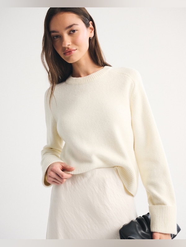 Abercrombie & Fitch The A&F Madeline Crew Sweater In Cream Large New With Tag